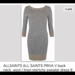 ALL SAINTS PRIVA metallic sweater dress 8